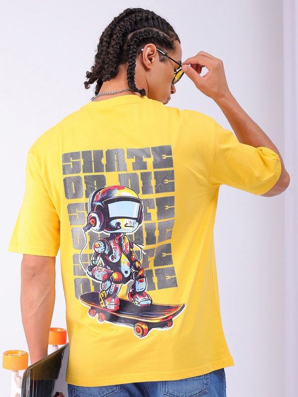 The Indian Garage Co Men Back Printed Boxy Oversized Round Neck T-shirt