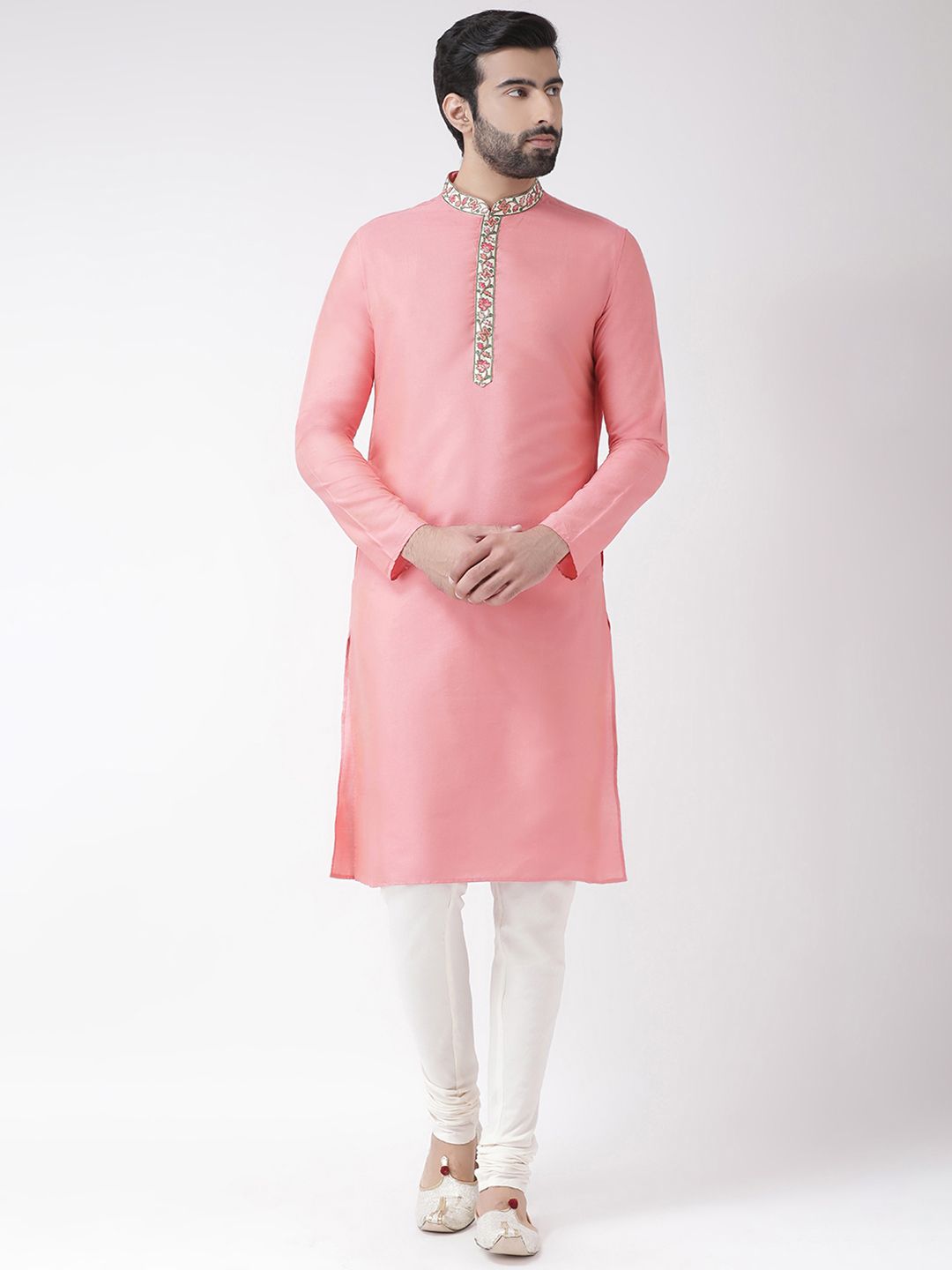 KISAH Men Solid Regular Fit Thread Work Kurta