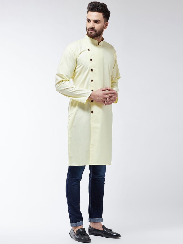 SOJANYA Lelaki Kuning Solid Kurta Lurus