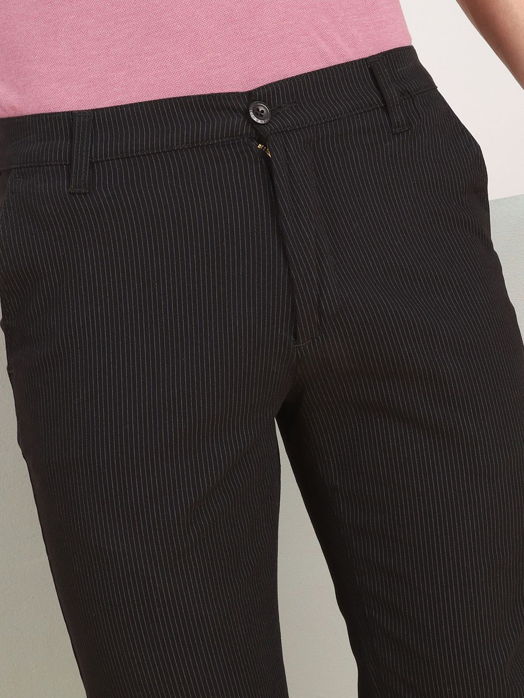 The Indian Garage Co Men Black Slim Fit Easy Wash Trousers