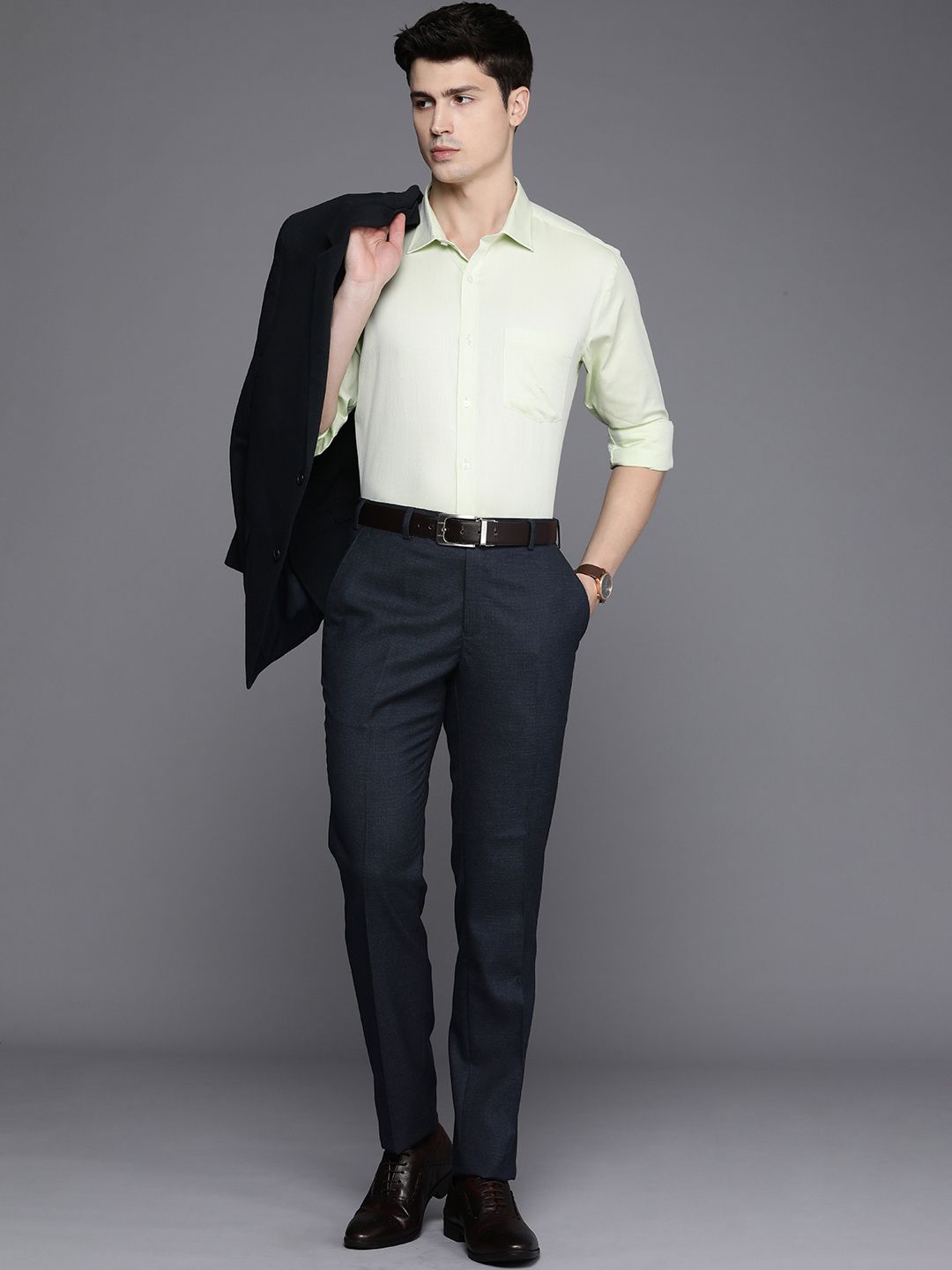 Raymond Men Textured Slim Fit Formal Trousers