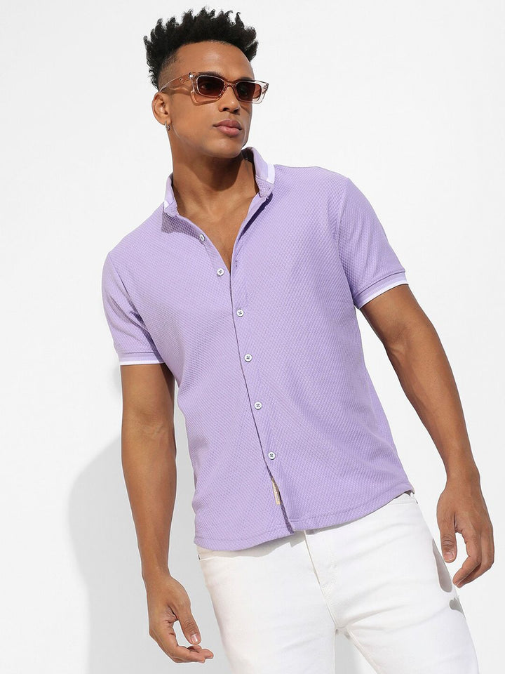 Campus Sutra Textured Classic Opaque Casual Shirt