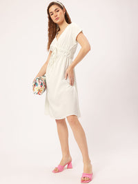 DressBerry Delicate Dream Seersucker Cinched Waist A-Line Dress