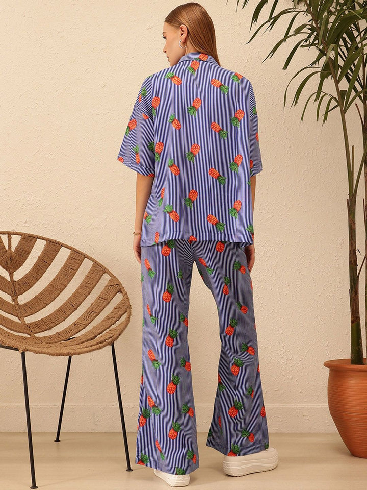 STREET 9 Printed Shirt Collar Shirt With Trousers Co-Ords
