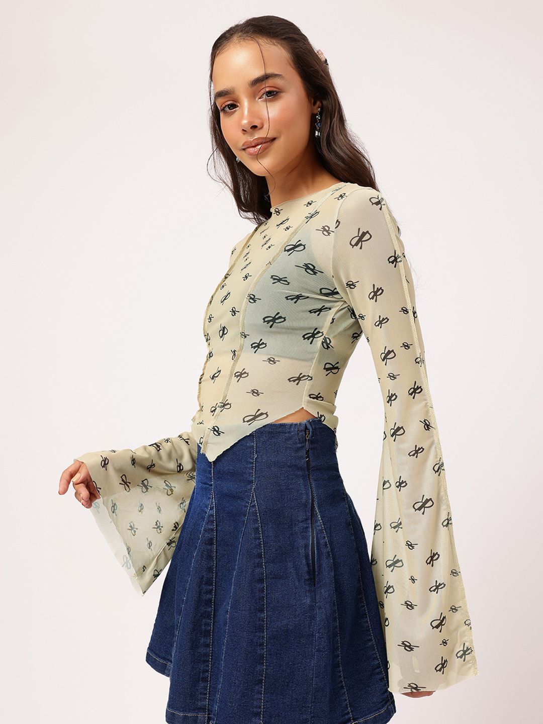 DressBerry Flare Daydream Printed Net Top