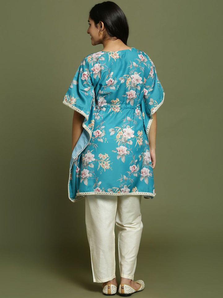 VASTRAMAY Girls Floral Printed Regular Mirror Work Kurta with Pyjamas