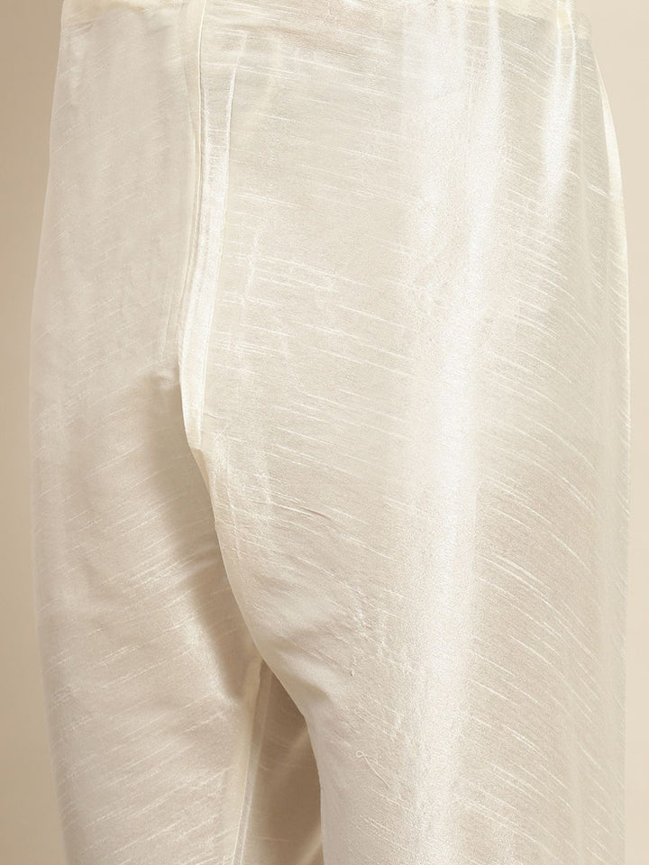 SOJANYA Men Cream-Coloured Kurta with Churidar