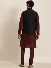 SOJANYA Kurta Lurus Kolar Mandarin dengan Churidar dengan Jaket Nehru Kerja Cermin