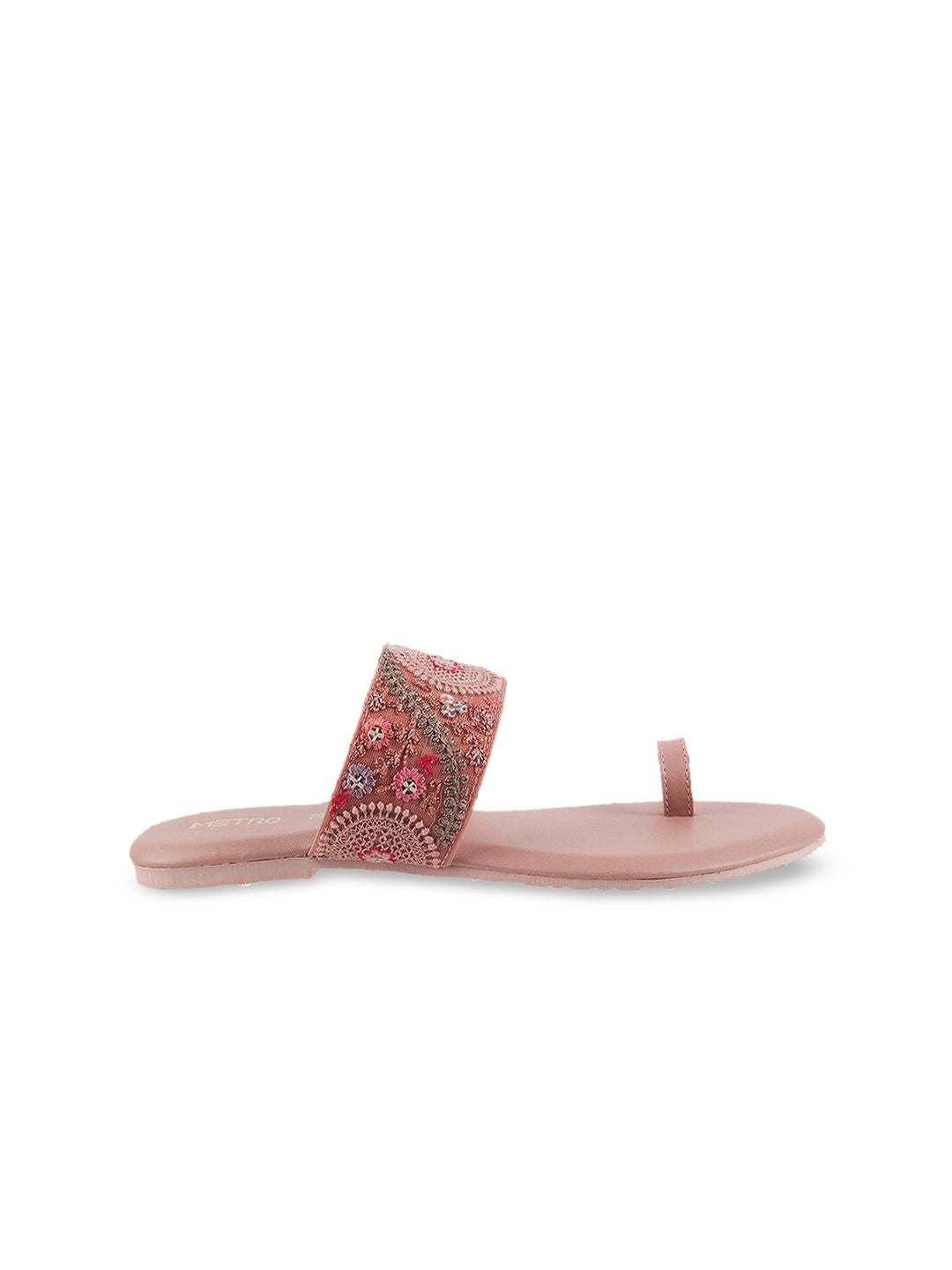 Metro Women Peach-Coloured One Toe Flats