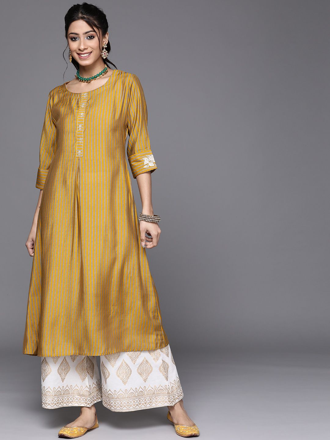 Libas Striped Chanderi Silk Kurta