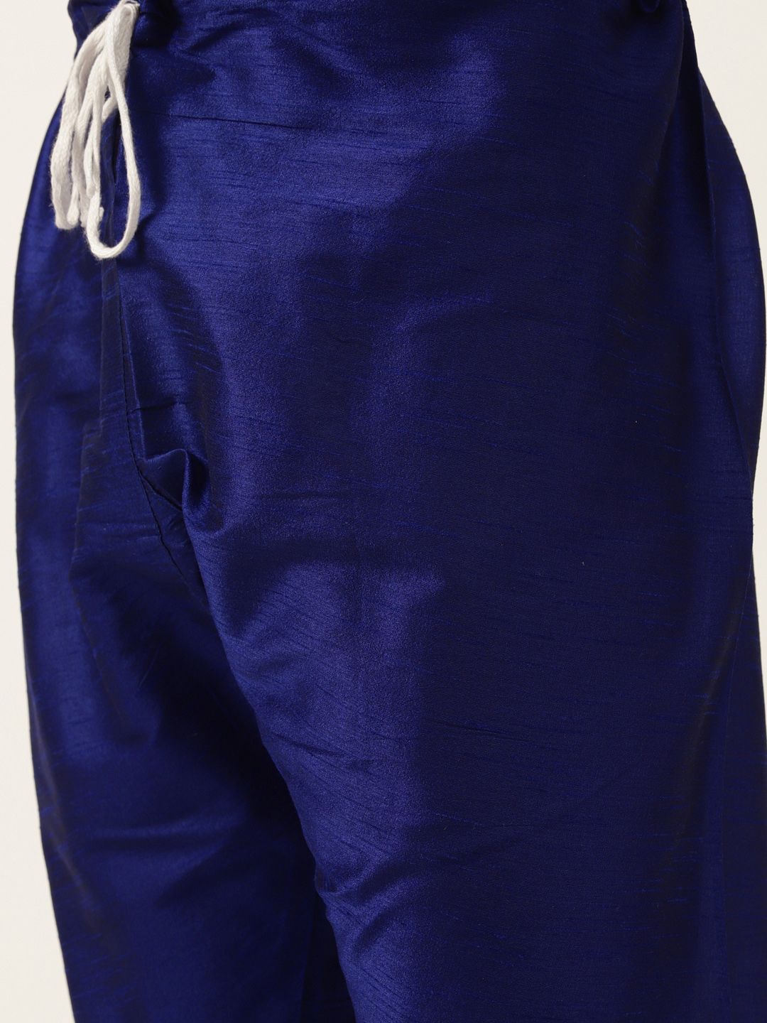 SOJANYA Men Navy Blue Solid Kurta with Churidar & Nehru Jacket