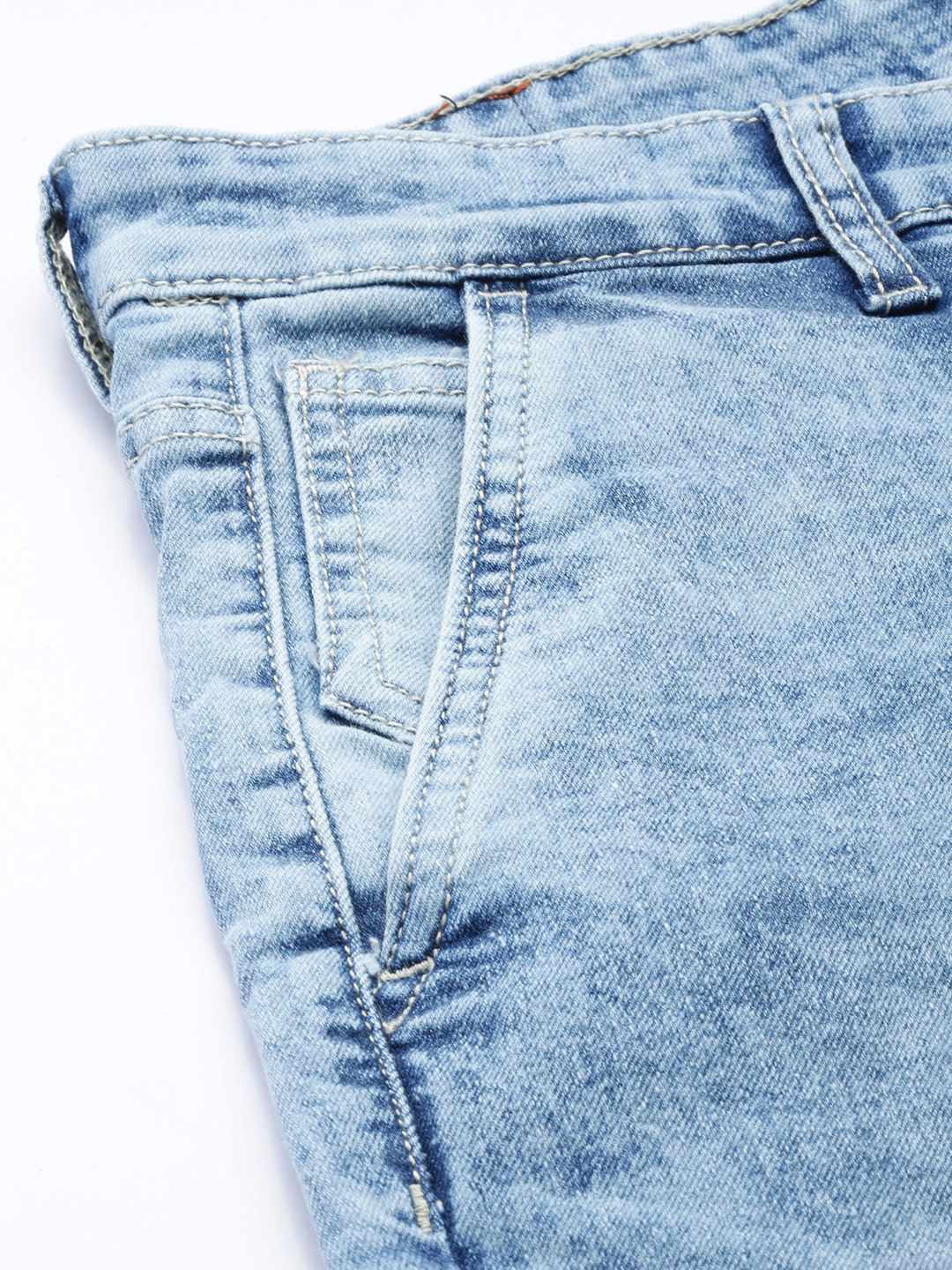 The Indian Garage Co Men Blue Slim Fit Low Distress Light Fade Stretchable Jeans