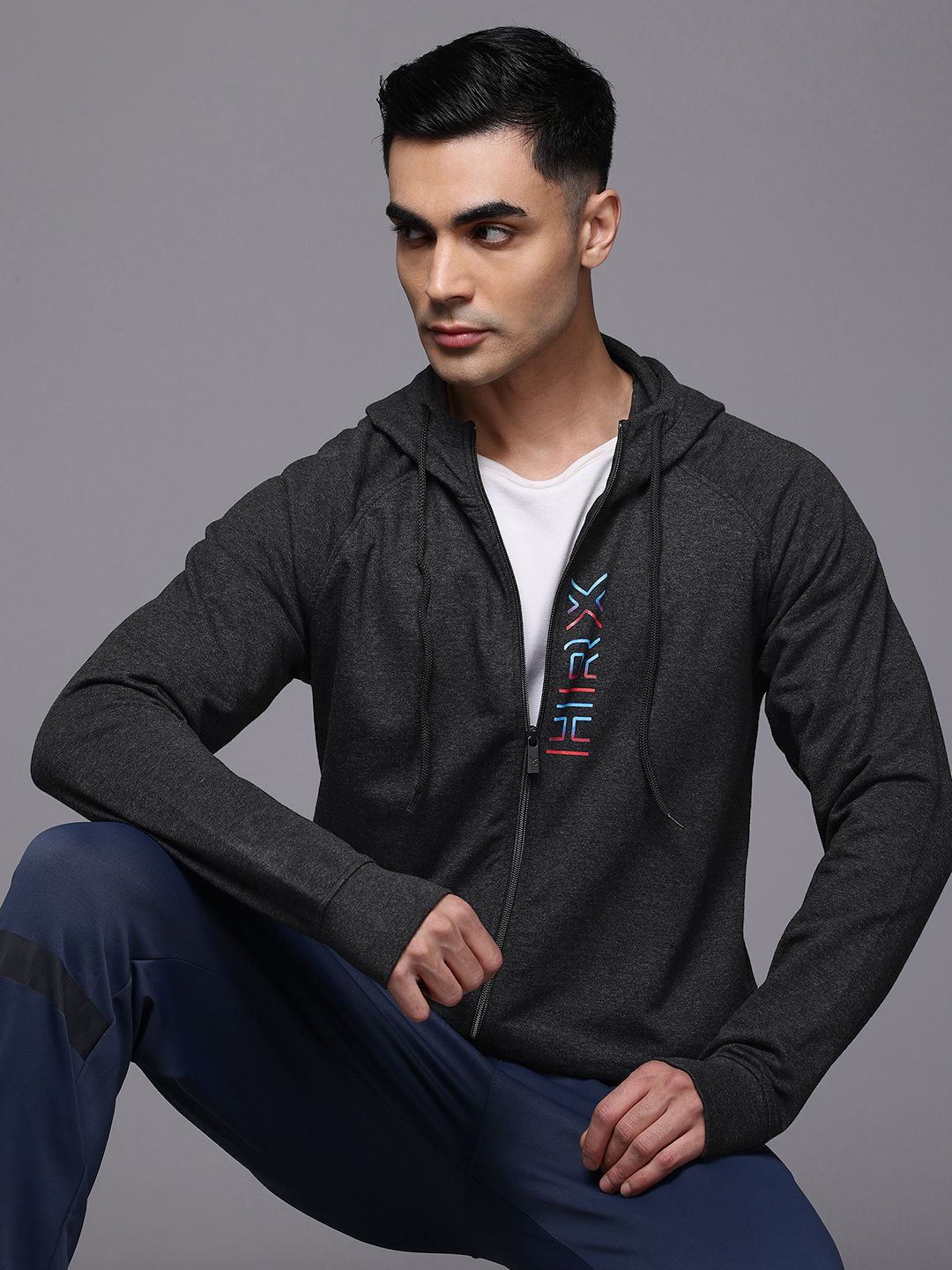 HRX by Hrithik Roshan Trial Tracers Brand Logo Printed Hooded Running  Sweatshirt