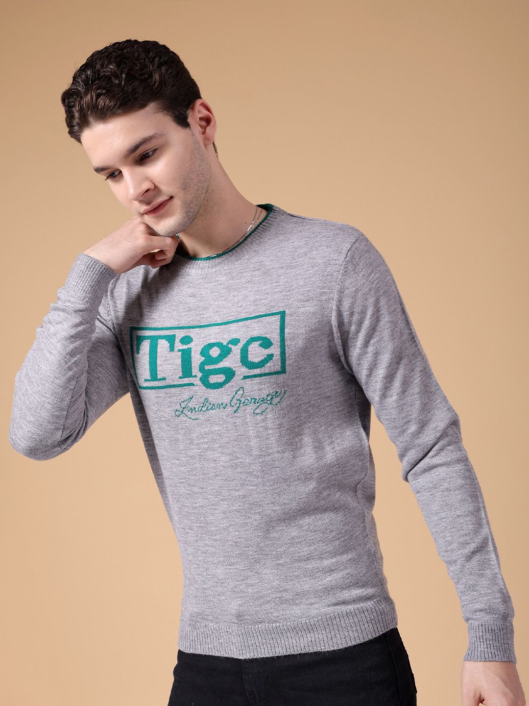 The Indian Garage Co Typography Printed Pullover Sweater
