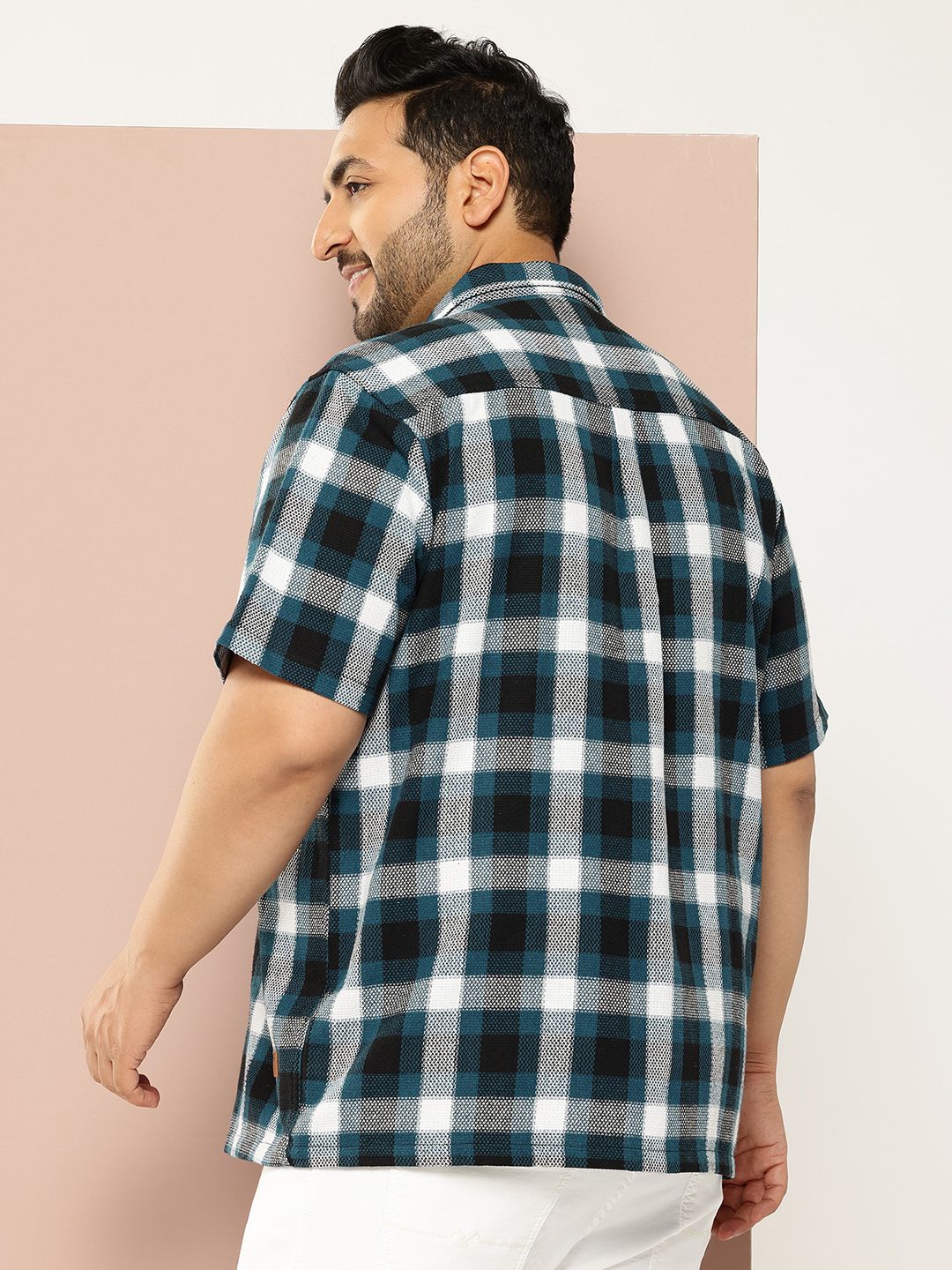 Thomas Scott Plus Size Windowpane Checks Casual Shirt