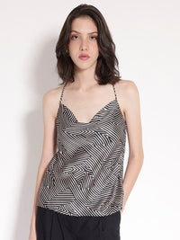 RAREISM Printed Shoulder Straps Cotton Styled Back Top