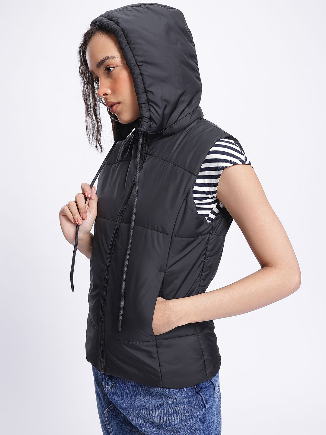 DressBerry Edgy Asymmetry Padded Gilet Jacket