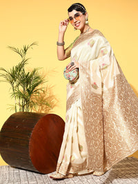 Saree mall Beige Woven Design Banarasi Saree