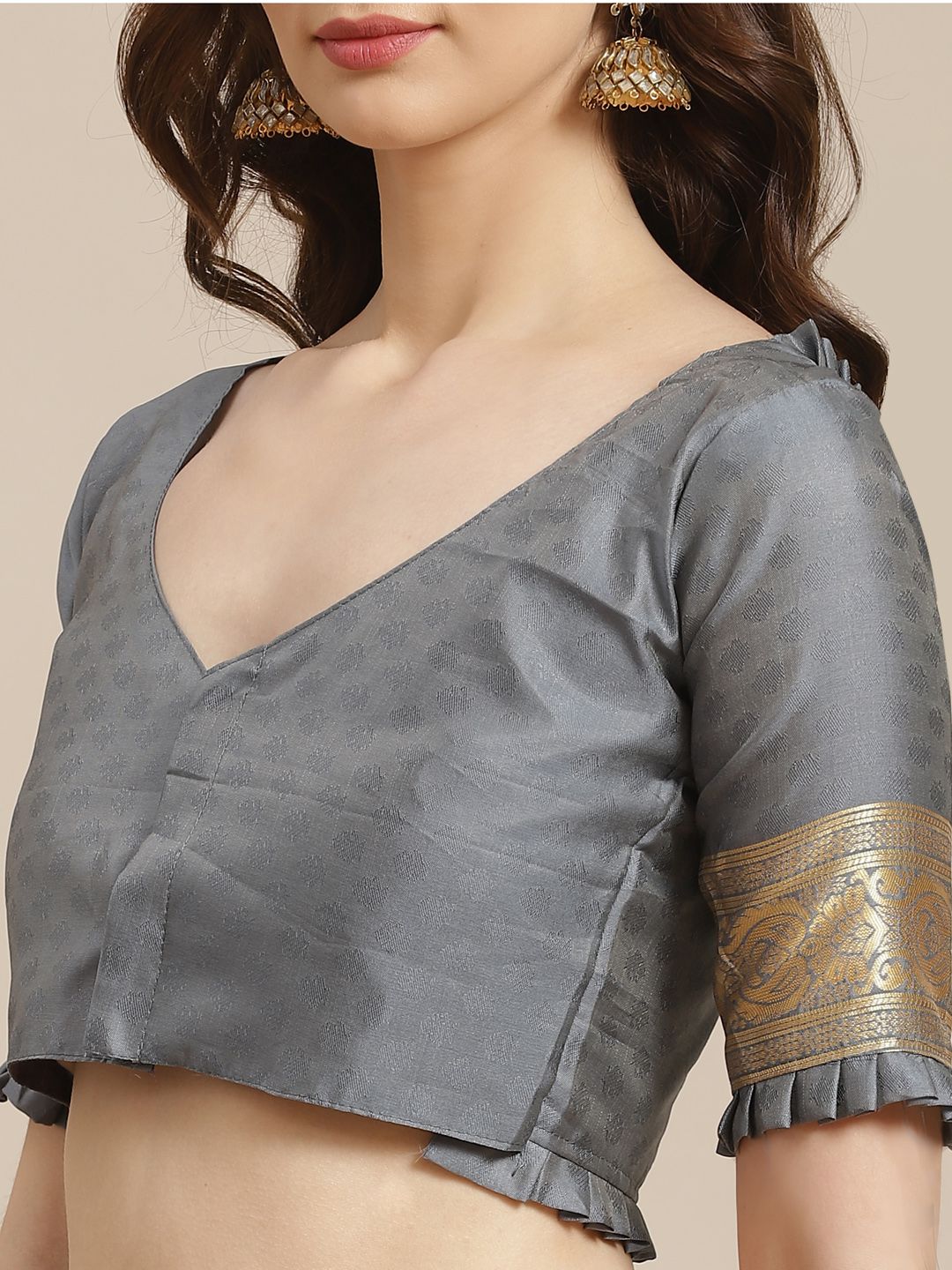 Saree mall Grey & Golden Woven Design Banarasi Saree