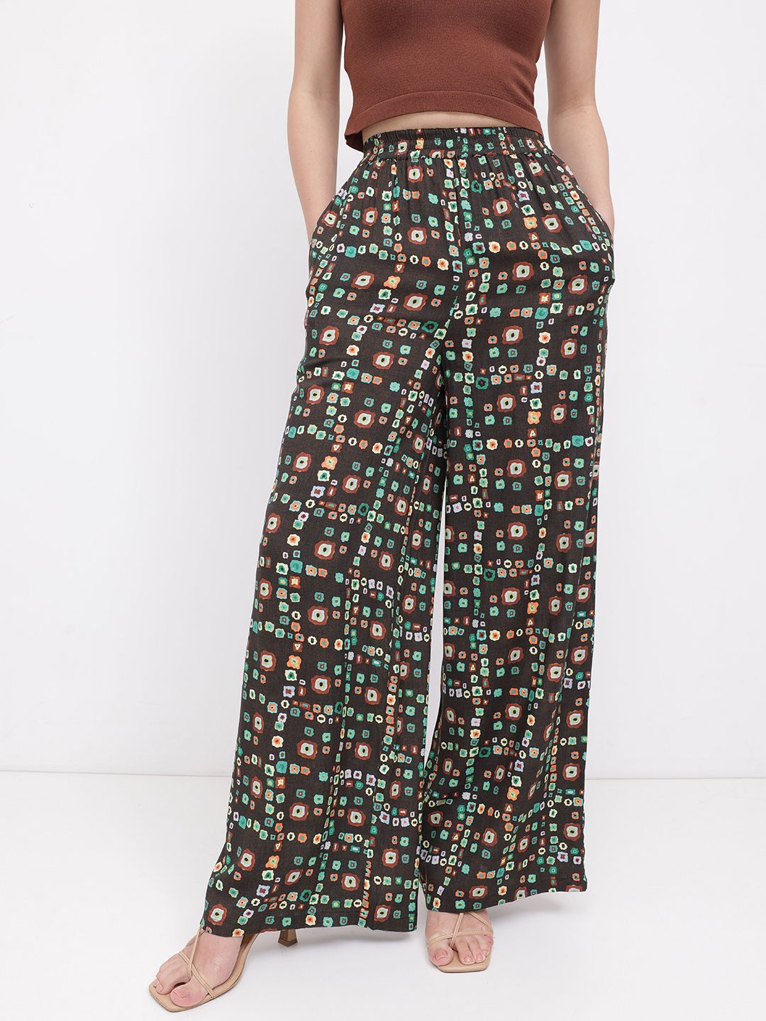 DressBerry Fusion Flair Bandhani Inspired Wide Leg Trouser