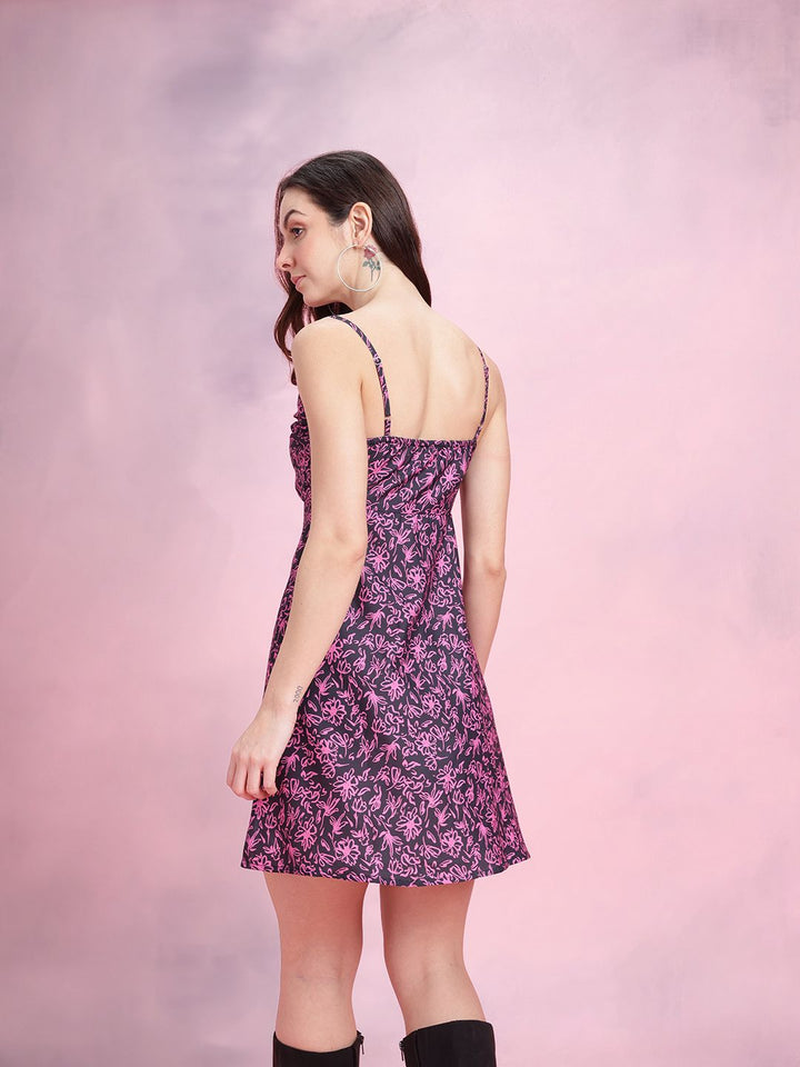 DressBerry Twisted Floral Printed Mini Dress