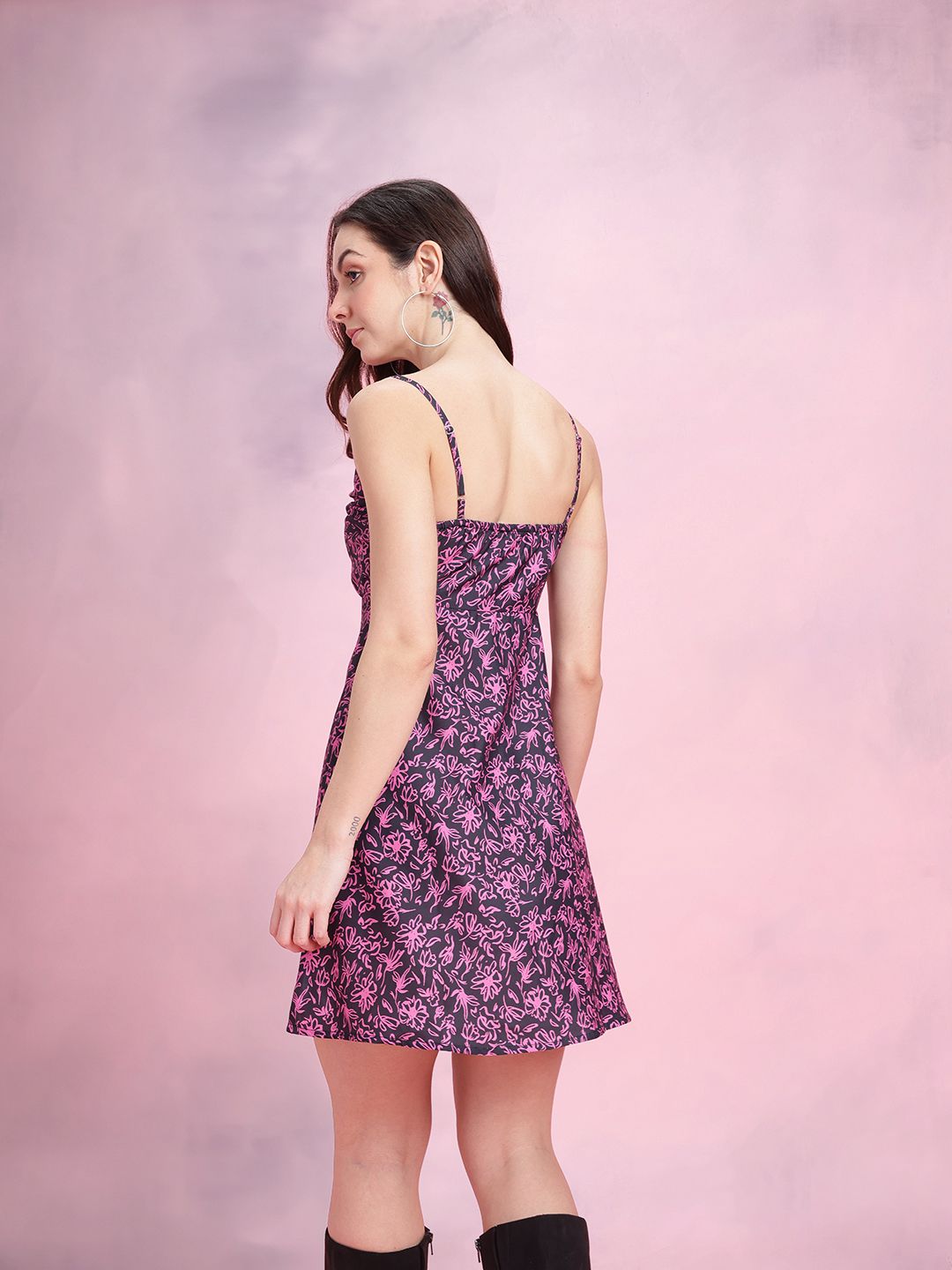 DressBerry Twisted Floral Printed Mini Dress