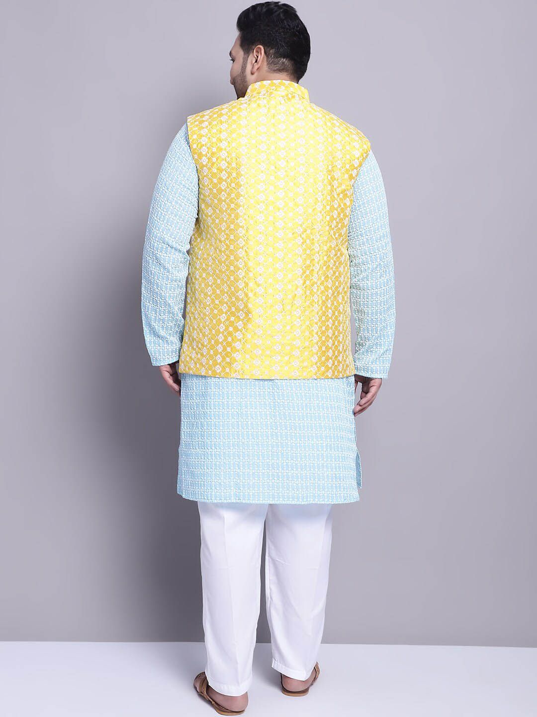 Kurta Sulam Motif Etnik SOJANYA PLUS Dengan Baju Tidur & Jaket Nehru