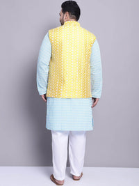 Kurta Sulam Motif Etnik SOJANYA PLUS Dengan Baju Tidur & Jaket Nehru