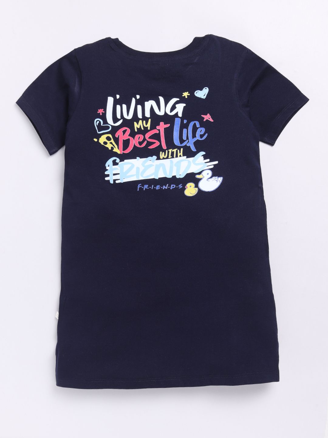 Happy Faces Kids Girls Typography Printed Pure Cotton Longline T-Shirt