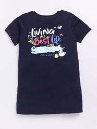 Happy Faces Kids Girls Typography Printed Pure Cotton Longline T-Shirt