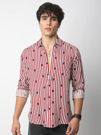 VASTRADO Men Classic Spread Collar Vertical Striped Slim Fit Casual Shirt