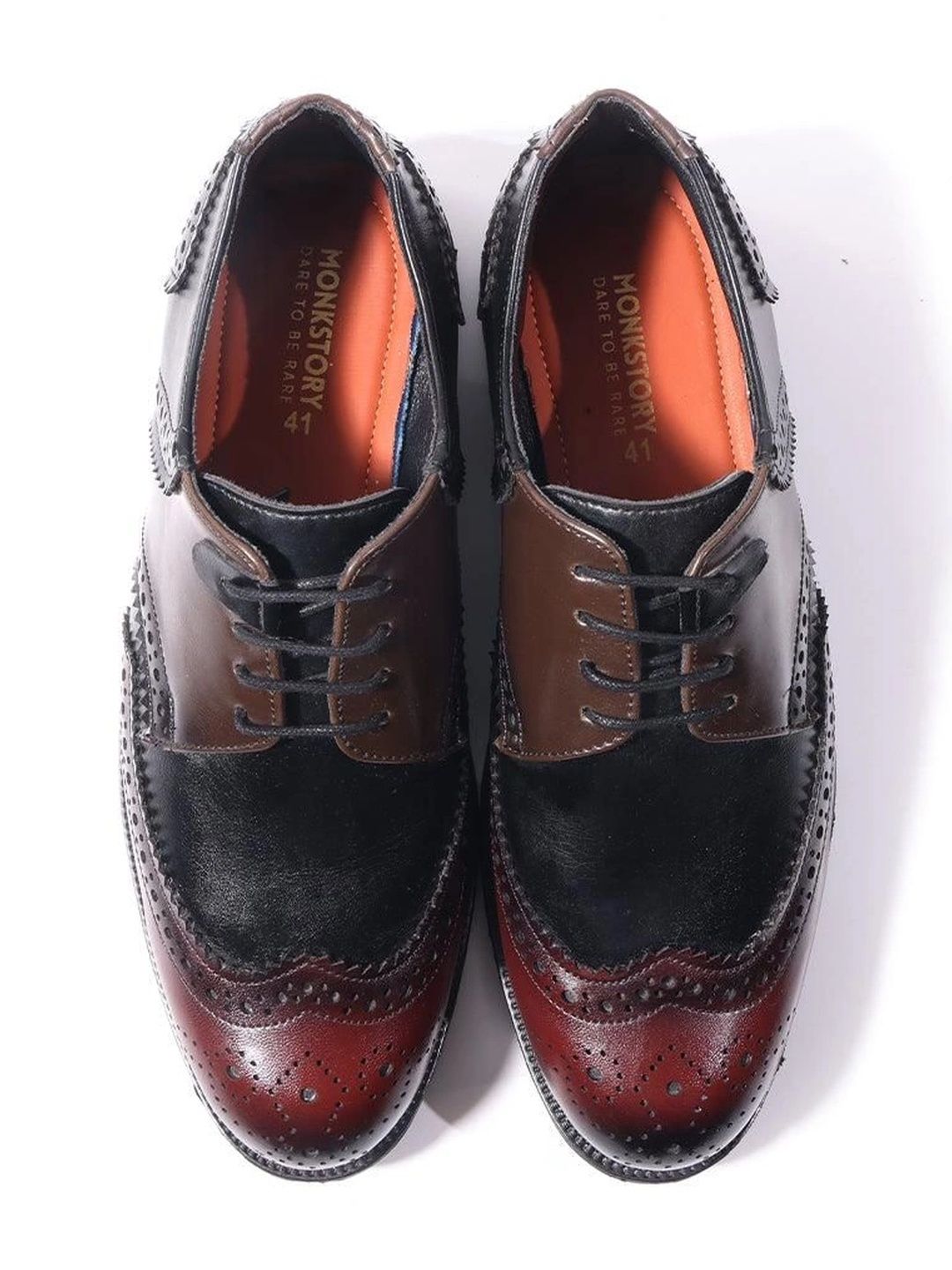 MONKSTORY Black & Brown Atelier 1900 Wingtip Tricolor Brogue Lace-Ups