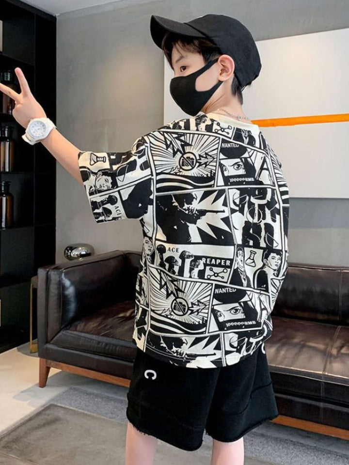 YK Boys Printed Pockets T-shirt