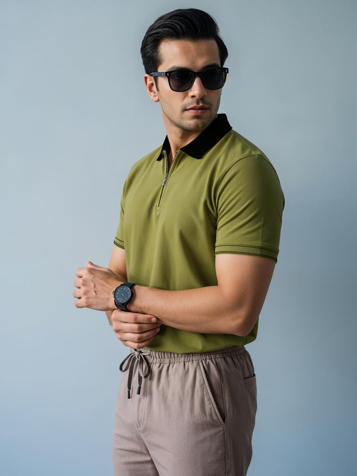 ADRO Men Olive Cotton Tshirts
