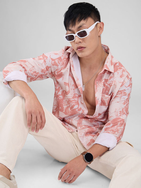 VASTRADO Men Classic Spread Collar Floral Printed Slim Fit Casual Shirt