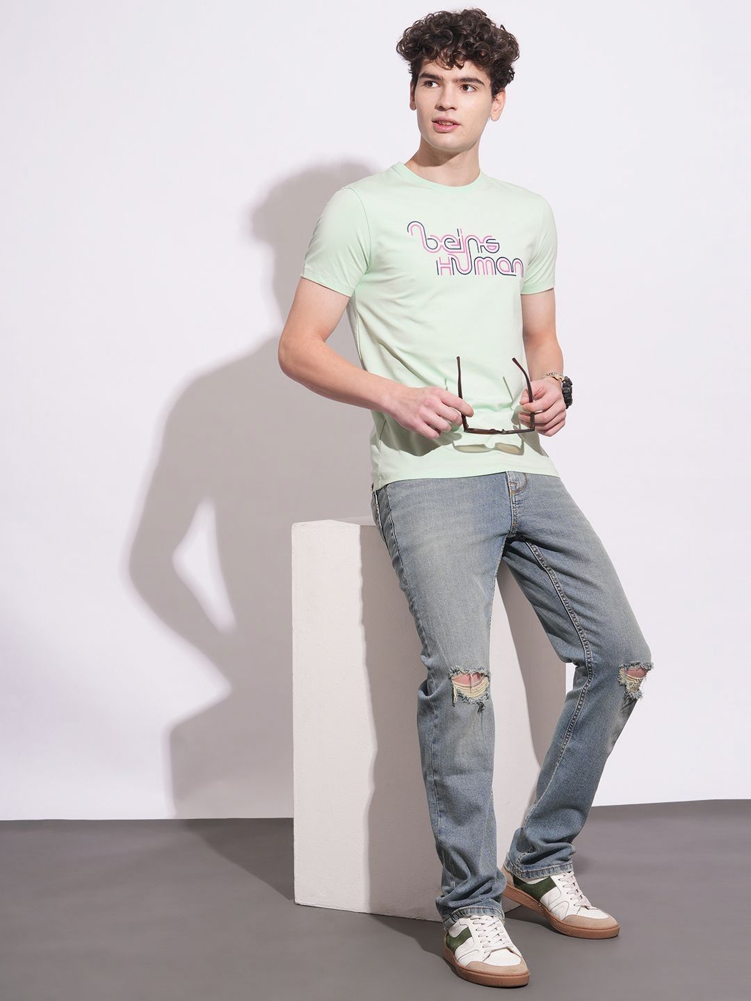 Being Human Men Typography Printed Round Neck Cotton Slim Fit T-shirt