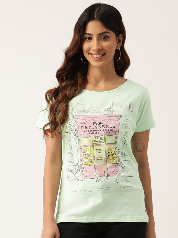 Wanita monte carlo dihiasi t-shirt bercetak