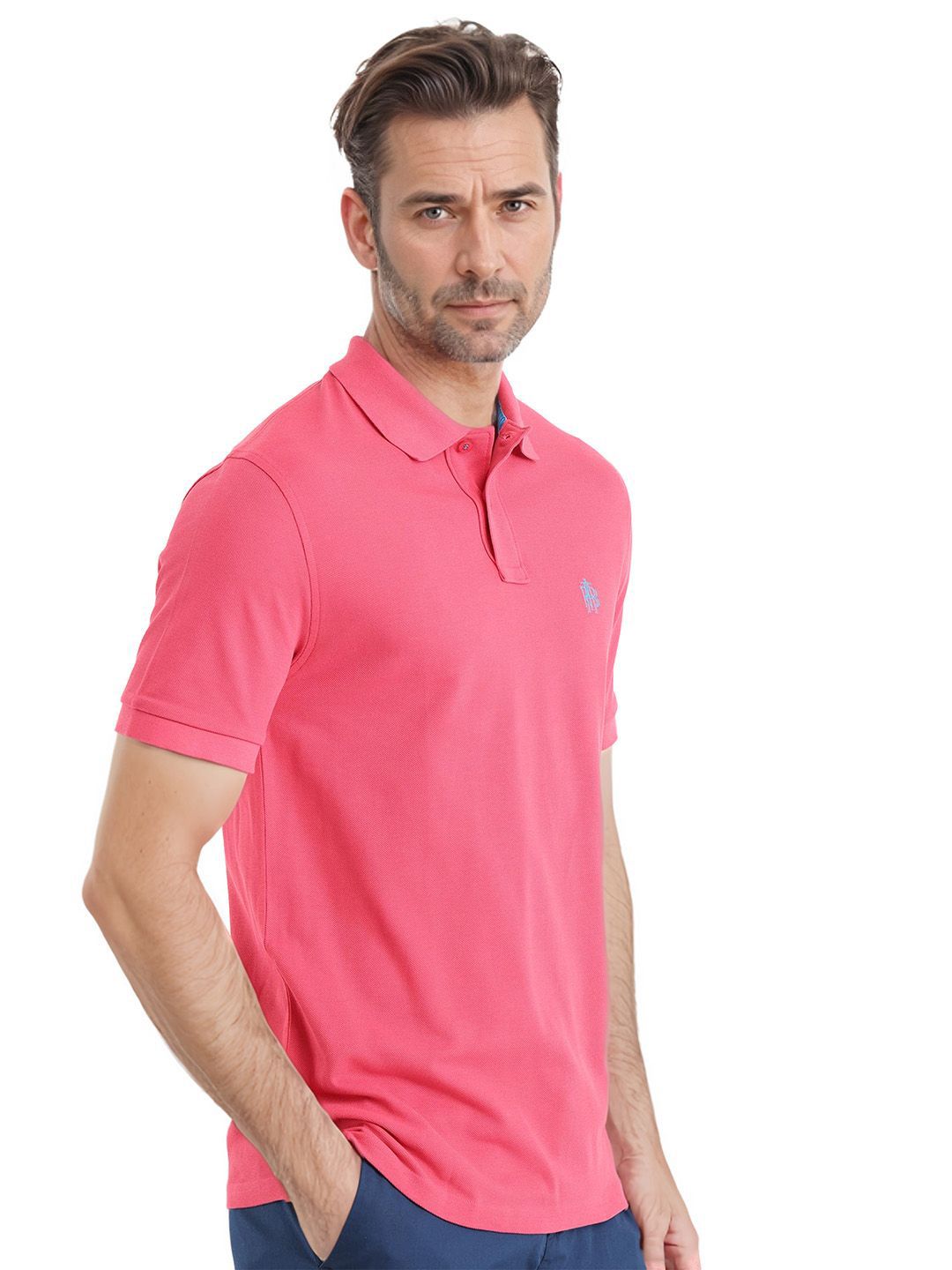 RARE RABBIT Men Solid Polo Collar Cotton T-shirt