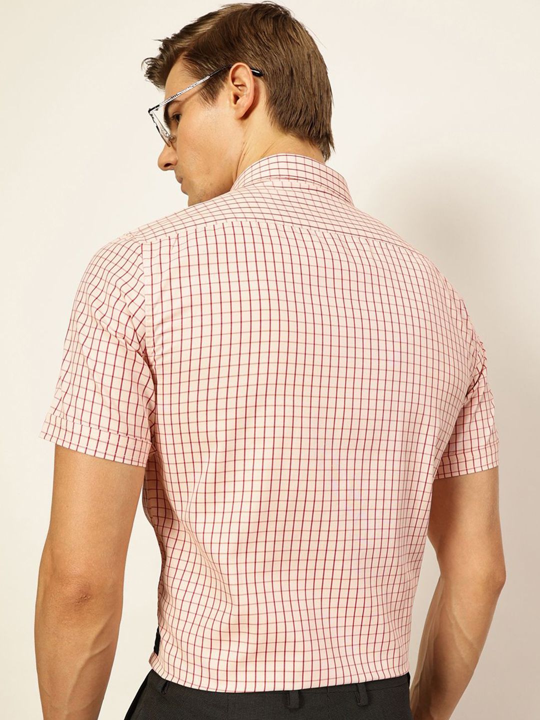 Thomas Scott Men Smart Cutaway Collar Gingham Checked Cotton Formal Shirt