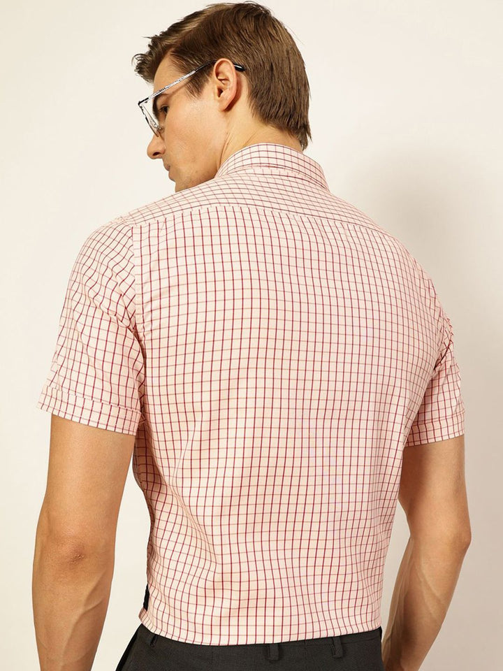 Thomas Scott Men Smart Cutaway Collar Gingham Checked Cotton Formal Shirt