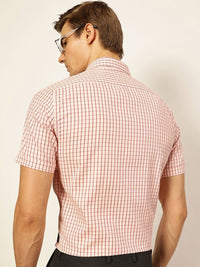 Thomas Scott Men Smart Cutaway Collar Gingham Checked Cotton Formal Shirt