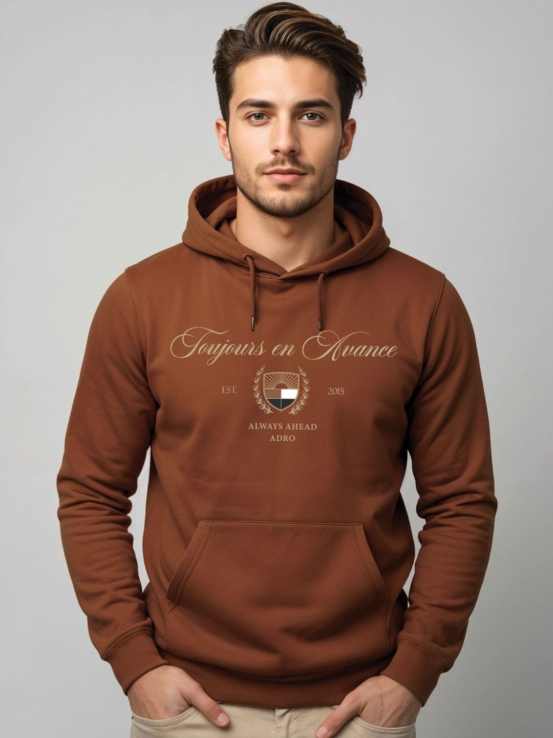 Adro Toujours en Avance 320 GSM Fleece Printed Graphic Hoodie