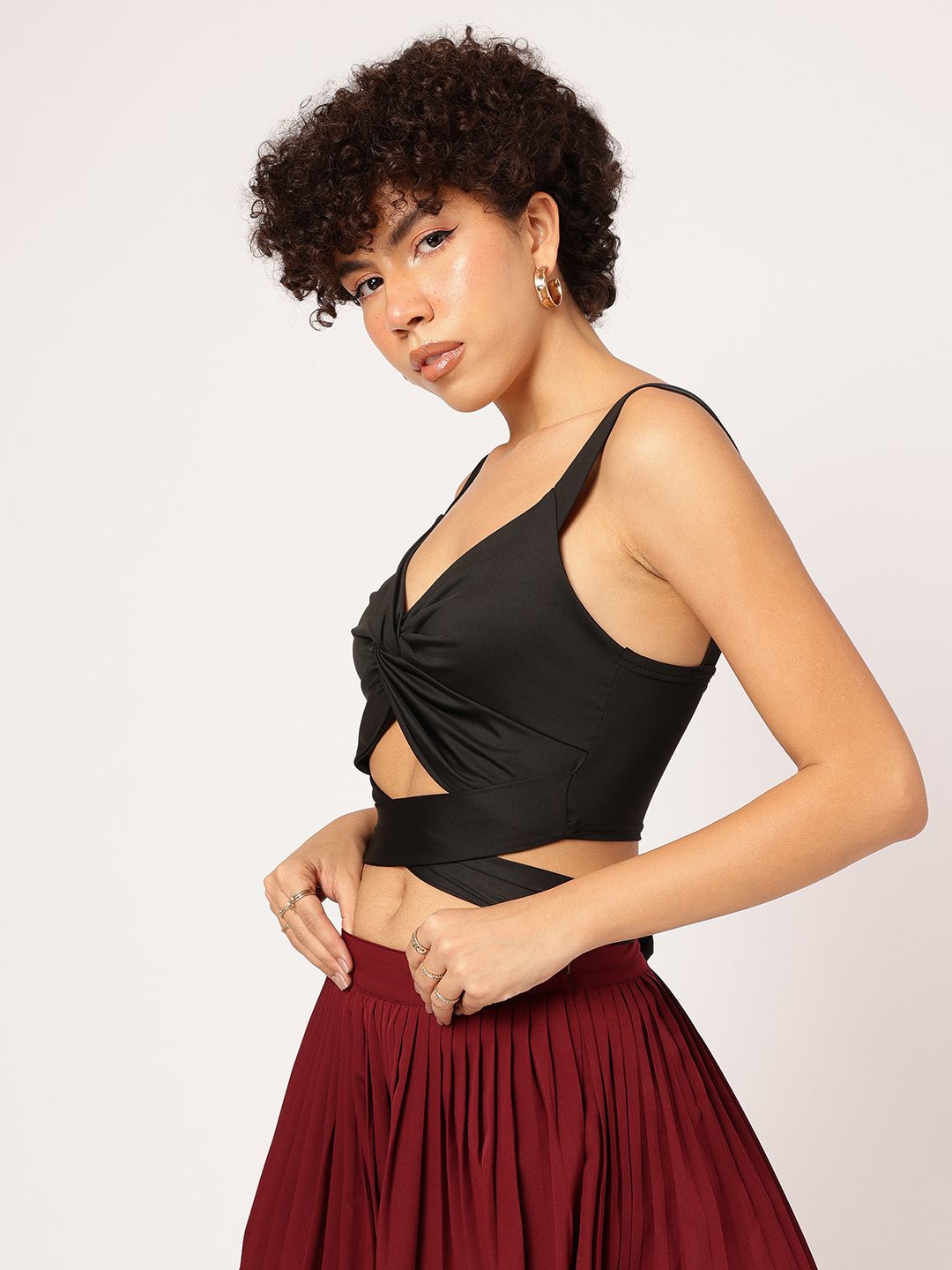 DressBerry Twisted Twirl Tie-Up Crop Top