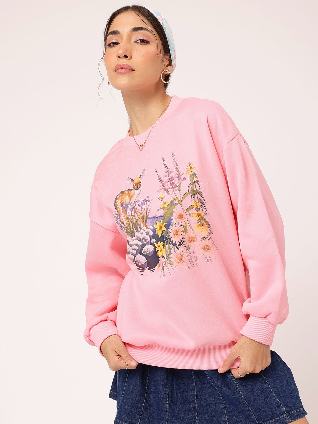 DressBerry Oversized Vibes Printed Sweatshirt