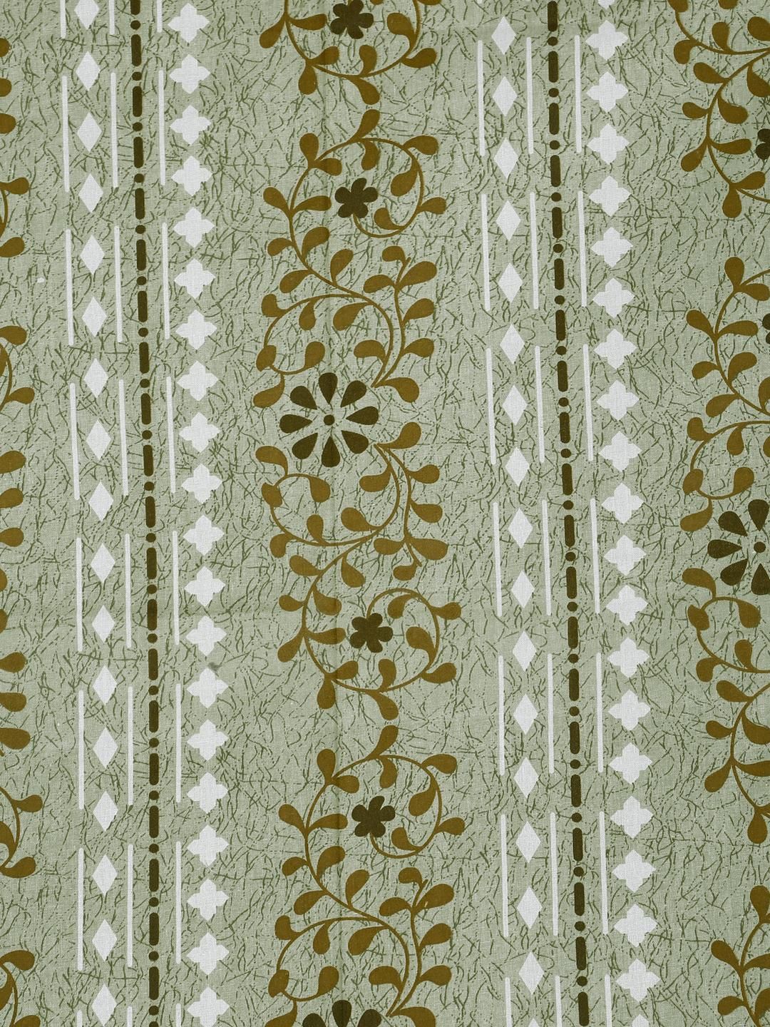 KLOTTHE Green Floral Printed Flat 400TC Cotton Cadar King Double & 2 Sarung Bantal