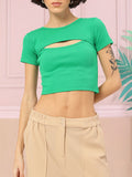 DressBerry Everyday Edge Cut-Out Ribbed Crop Top