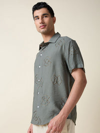 Thomas Scott Men Embroidered Regular Fit Casual Shirt