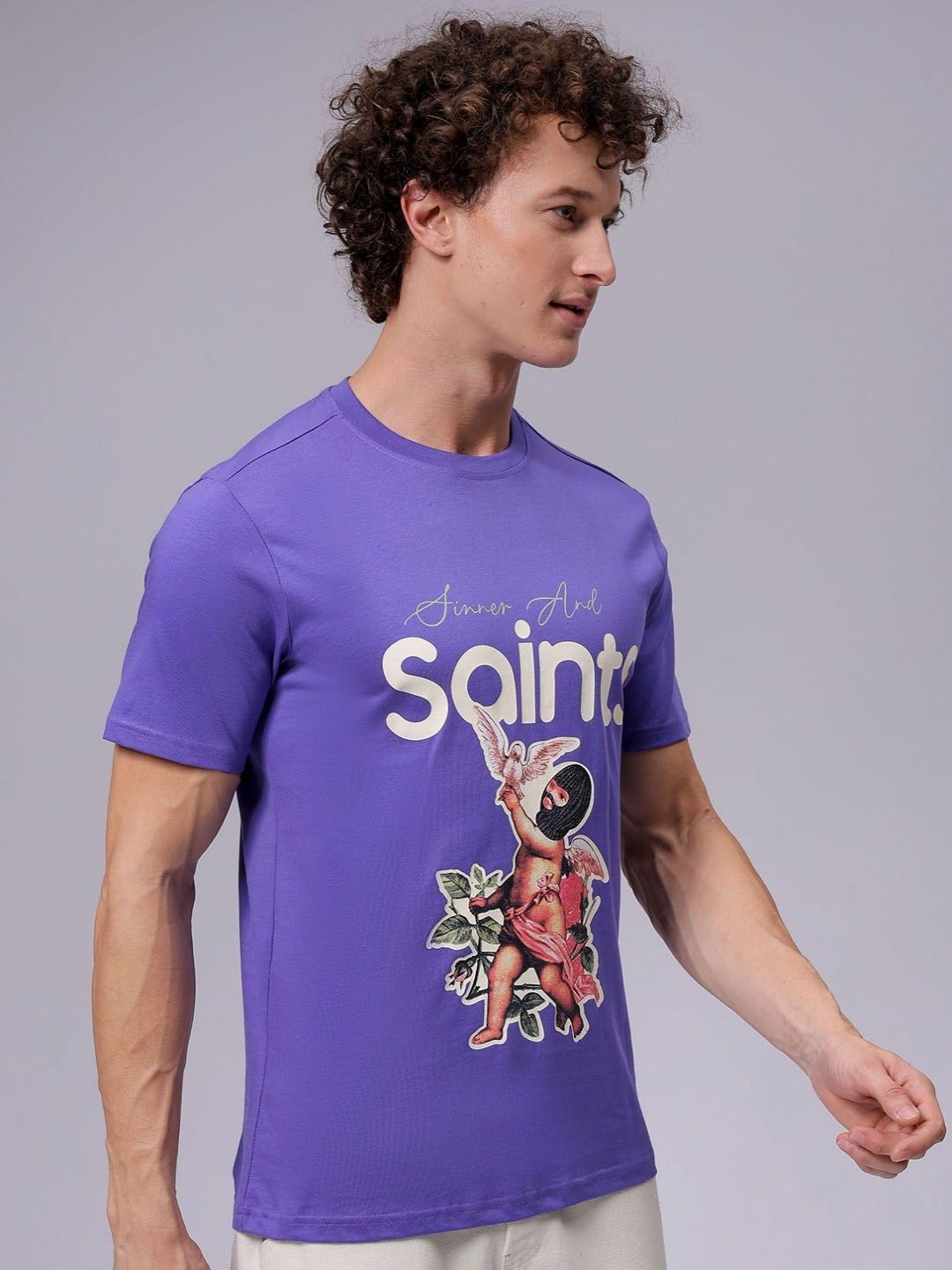 The Indian Garage Co Men Typography Printed Slim Fit Pure Cotton T-shirt