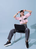 STREET 9 Women Typography Printed V-Neck Cotton Top