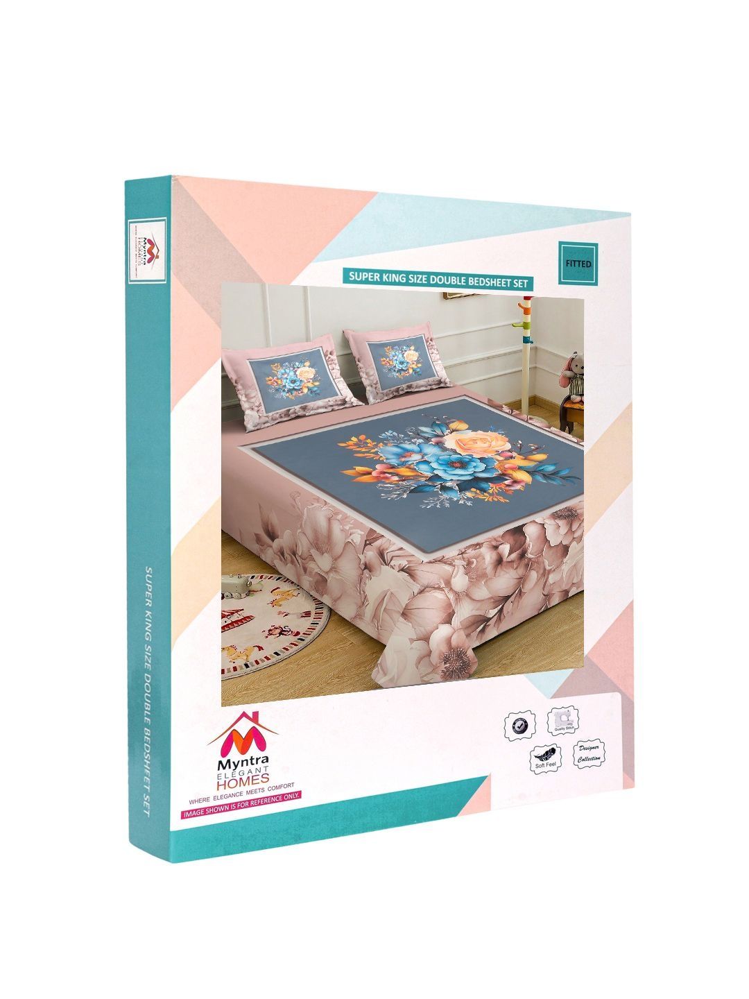Myntra Elegant Homes Brown Floral 400 TC King Bedsheet with 2 Pillow Covers